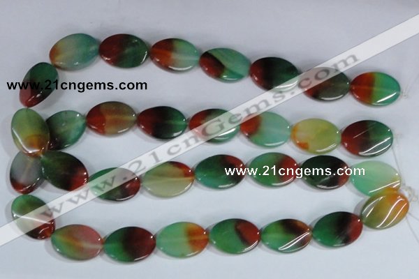 CAG1063 15.5 inches 18*25mm twisted oval rainbow agate beads