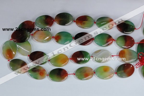 CAG1064 15.5 inches 22*30mm twisted oval rainbow agate beads
