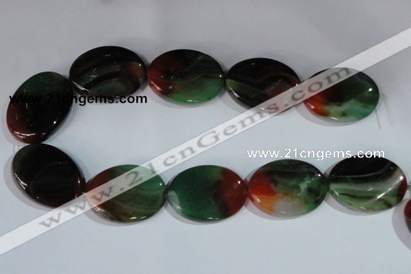 CAG1065 15.5 inches 30*40mm twisted oval rainbow agate beads