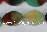 CAG1068 15.5 inches 18*25mm twisted & faceted oval rainbow agate beads
