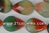 CAG1070 15.5 inches 18*25mm faceted flat teardrop rainbow agate beads