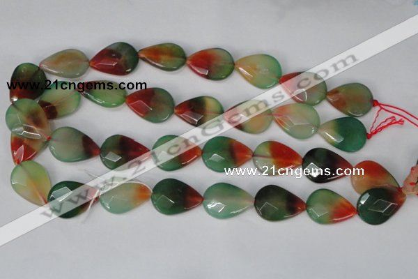 CAG1070 15.5 inches 18*25mm faceted flat teardrop rainbow agate beads