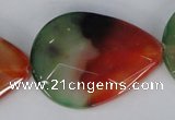 CAG1072 15.5 inches 30*40mm faceted flat teardrop rainbow agate beads