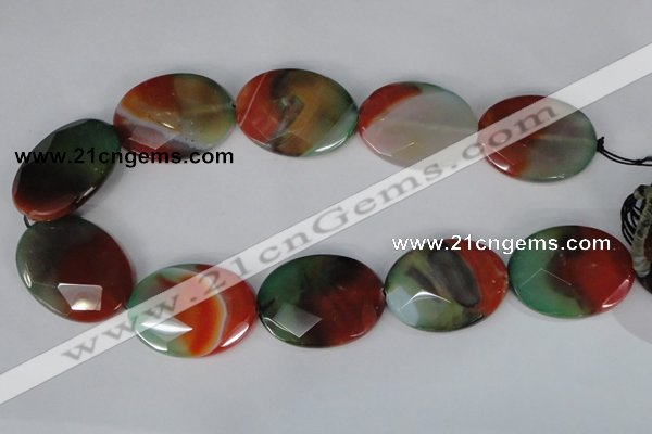 CAG1078 15.5 inches 30*40mm faceted oval rainbow agate beads