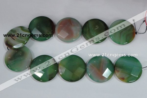 CAG1088 15.5 inches 40mm faceted coin rainbow agate beads