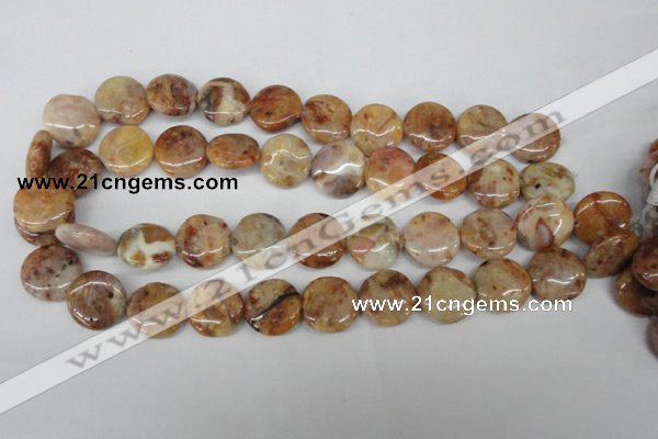 CAG1090 15.5 inches 18mm flat round Morocco agate beads wholesale