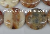 CAG1091 15.5 inches 25mm flat round Morocco agate beads wholesale