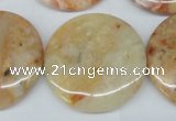 CAG1092 15.5 inches 30mm flat round Morocco agate beads wholesale