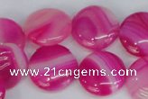 CAG1170 15.5 inches 18mm flat round line agate gemstone beads