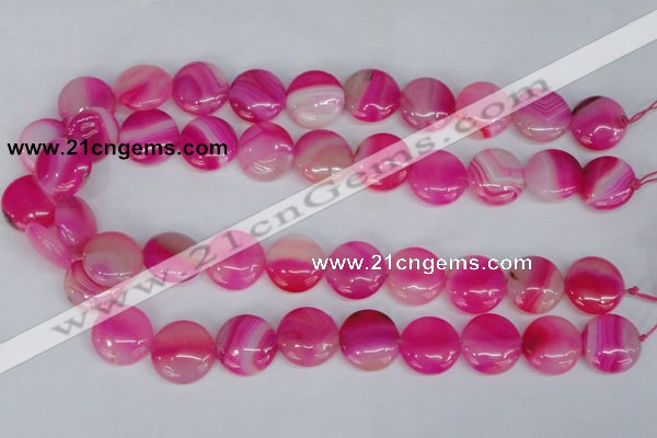 CAG1170 15.5 inches 18mm flat round line agate gemstone beads