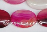 CAG1178 15.5 inches 22*30mm oval line agate gemstone beads