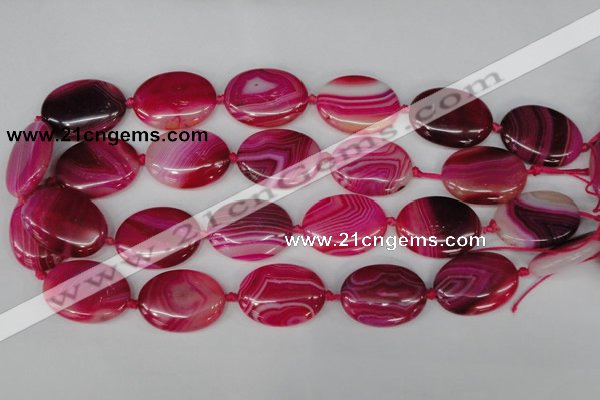 CAG1187 15.5 inches 22*30mm oval line agate gemstone beads