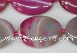 CAG1188 15.5 inches 22*30mm oval line agate gemstone beads