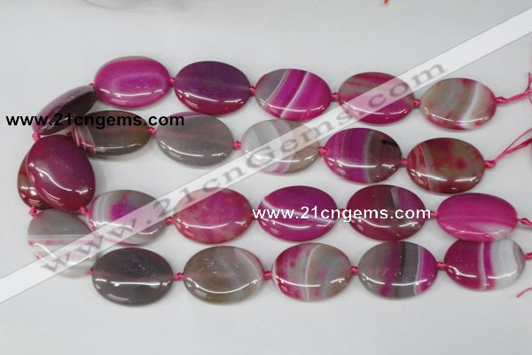 CAG1188 15.5 inches 22*30mm oval line agate gemstone beads