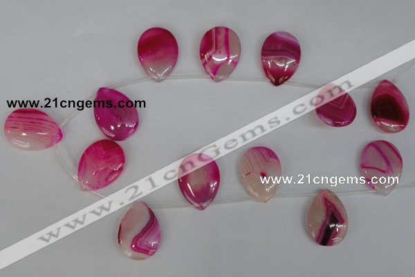 CAG1189 Top-drilled 22*30mm flat teardrop line agate gemstone beads