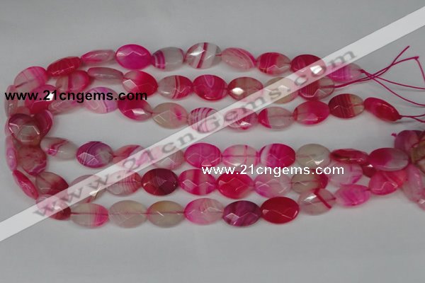 CAG1191 15.5 inches 13*18mm faceted oval line agate gemstone beads