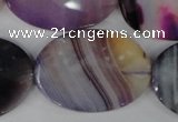 CAG1192 15.5 inches 25*35mm faceted oval line agate gemstone beads