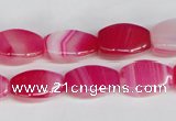 CAG1193 15.5 inches 8*16mm tetrahedron line agate gemstone beads