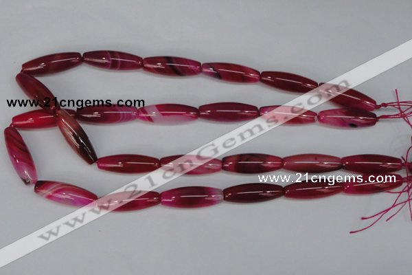 CAG1195 15.5 inches 10*30mm rice line agate gemstone beads