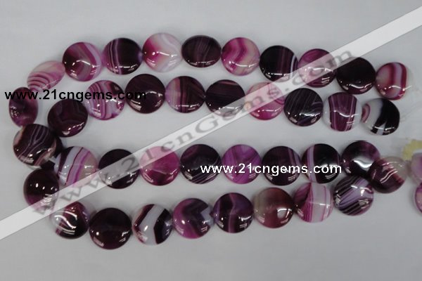 CAG1200 15.5 inches 20mm flat round line agate gemstone beads