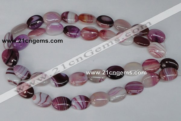 CAG1201 15.5 inches 15*20mm oval line agate gemstone beads