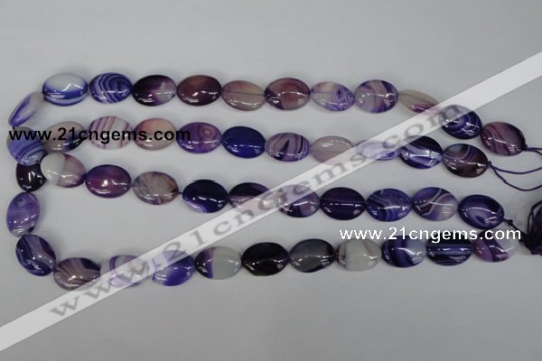 CAG1205 15.5 inches 10*14mm oval line agate gemstone beads