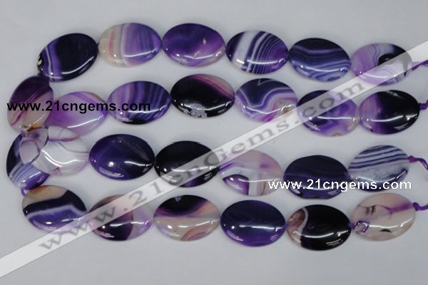 CAG1210 15.5 inches 20*30mm oval line agate gemstone beads