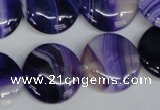 CAG1220 15.5 inches 20mm flat round line agate gemstone beads