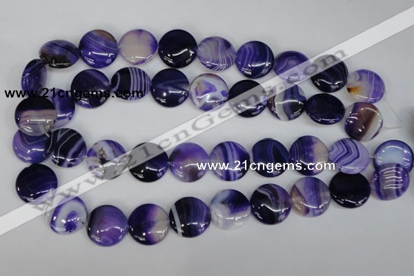 CAG1220 15.5 inches 20mm flat round line agate gemstone beads