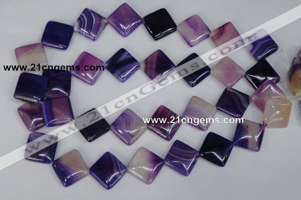 CAG1225 15.5 inches 20*20mm diamond line agate gemstone beads