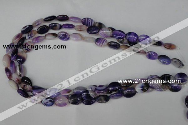 CAG1230 15.5 inches 10*14mm oval line agate gemstone beads