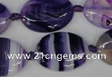 CAG1234 15.5 inches 18*25mm oval line agate gemstone beads