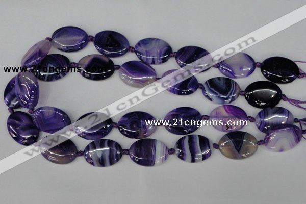 CAG1234 15.5 inches 18*25mm oval line agate gemstone beads