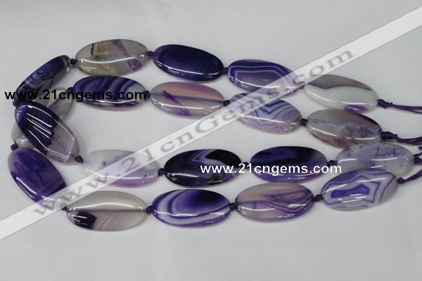 CAG1236 15.5 inches 20*40mm oval line agate gemstone beads