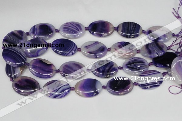 CAG1237 15.5 inches 22*30mm oval line agate gemstone beads