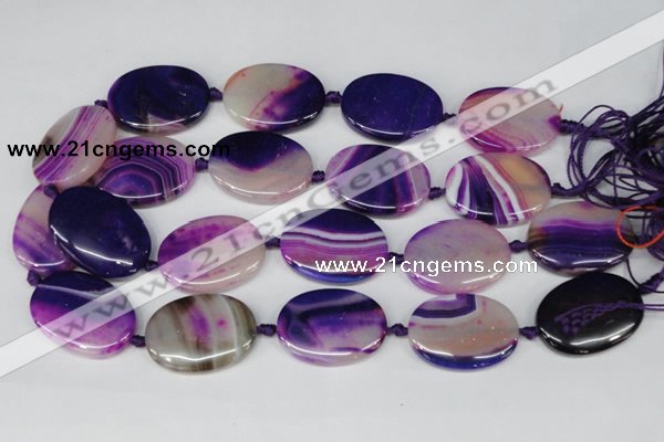 CAG1238 15.5 inches 25*35mm oval line agate gemstone beads