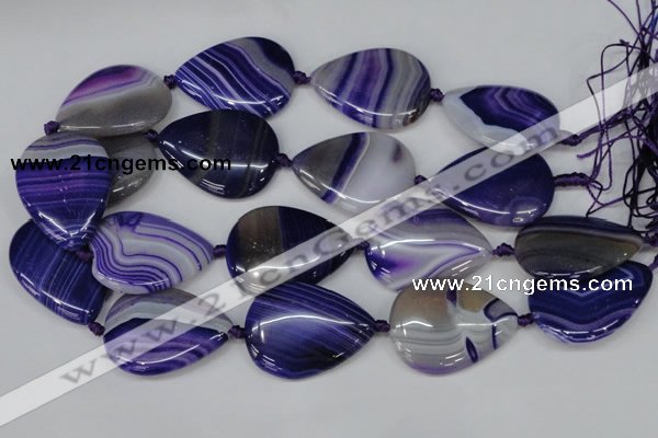 CAG1245 15.5 inches 30*40mm flat teardrop line agate gemstone beads