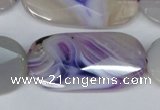 CAG1260 15.5 inches 20*40mm faceted oval line agate gemstone beads