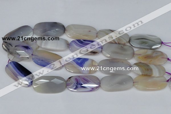 CAG1260 15.5 inches 20*40mm faceted oval line agate gemstone beads