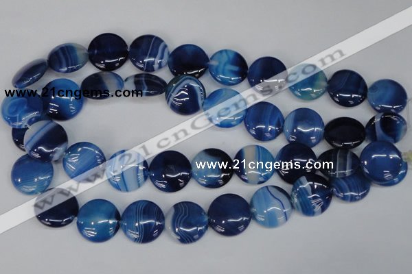 CAG1278 15.5 inches 20mm flat round line agate gemstone beads