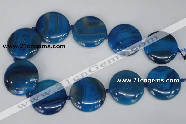 CAG1290 15.5 inches 35mm flat round line agate gemstone beads
