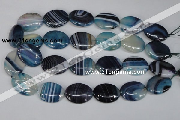 CAG1293 15.5 inches 22*30mm oval line agate gemstone beads