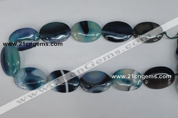 CAG1294 15.5 inches 25*35mm oval line agate gemstone beads