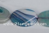 CAG1295 15.5 inches 20*30mm twisted oval line agate gemstone beads