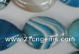 CAG1296 15.5 inches 22*30mm flat teardrop line agate gemstone beads