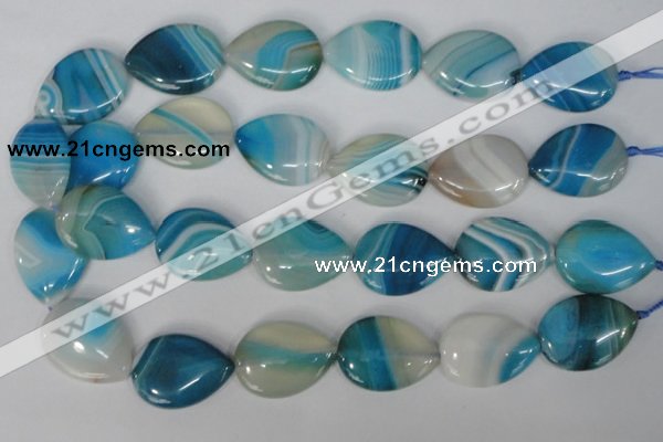 CAG1296 15.5 inches 22*30mm flat teardrop line agate gemstone beads