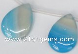 CAG1300 Top-drilled 22*30mm flat teardrop line agate gemstone beads