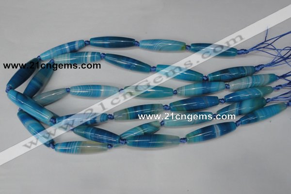 CAG1303 15.5 inches 10*38mm rice line agate gemstone beads