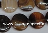 CAG1308 15.5 inches 20mm flat round line agate gemstone beads