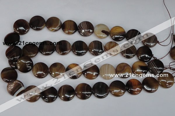 CAG1308 15.5 inches 20mm flat round line agate gemstone beads